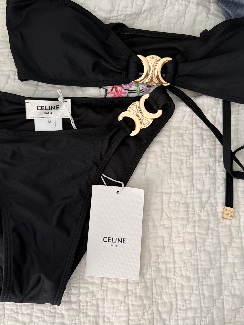 CBlack Logo Hardware Bandeau Bikini Set